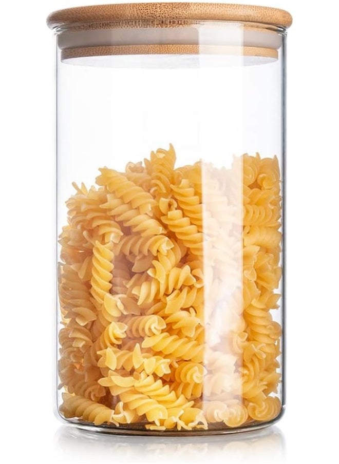 Vague Vague Borosilicate Glass Jar With Bamboo Lid, 1 Litre Capacity  - Image 2