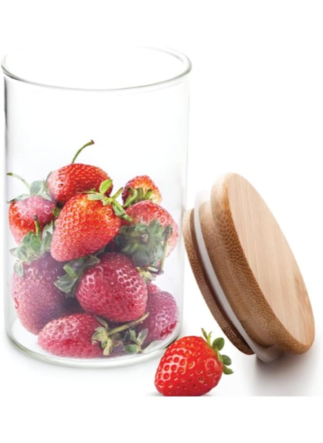 Vague Vague Borosilicate Glass Jar With Bamboo Lid, 1 Litre Capacity  - Image 3