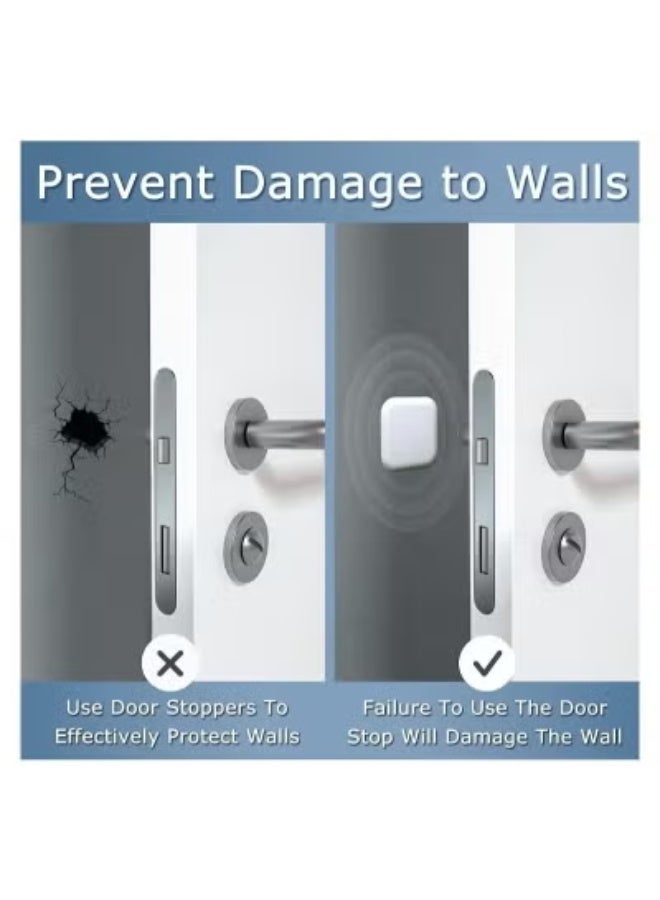 4 Pcs White Door Stoppers Wall Protector Buffer Guard Doorknob Door Handle Bumper Self Adhesive Silencer Soft Rubber Crash Pad for Home Office - Image 2