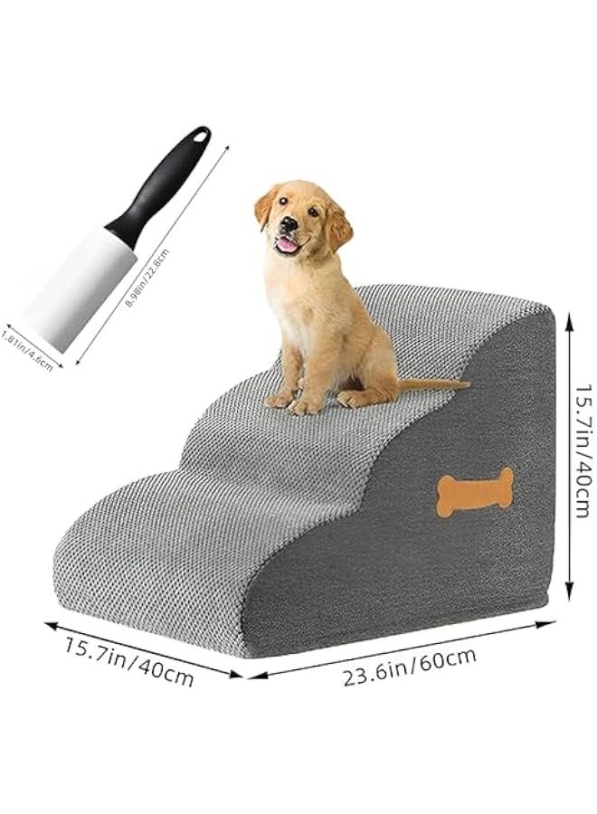 Beauenty Dog Stairs Ramp for Beds & Couches, Extra Wide Pet Steps with Non-Slip Fabric, Ideal Dog Ramp for Bed, Perfect Dog Stairs for Small Dogs and Cats,Grey,3-Tiers - Image 5