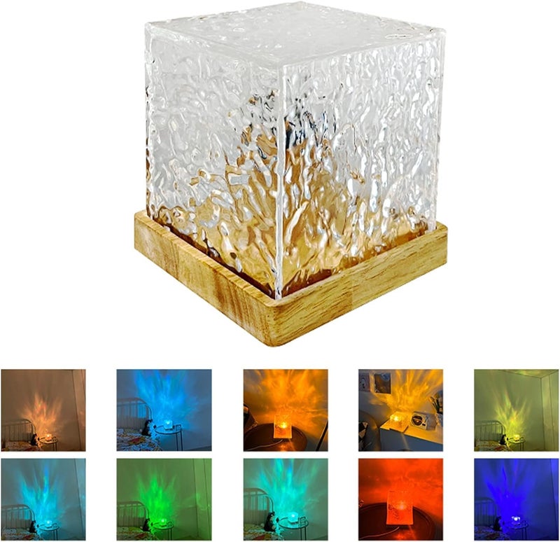 XERGY Plastic Ocean Wave Projector Lamp, Northern Lights Ripple Projector Light, 16 Colors Gradual Rotating Flame Water Lamp, Wave Light Aurora with Remote Control, LED, Transparent - Image 4