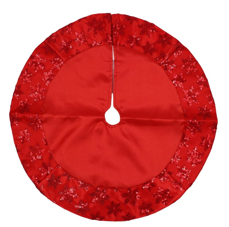 Kurt Adler Tiny 20inch Miniature Satin Tree Skirt with Sequined Snowflake Border for Table Top Trees Red