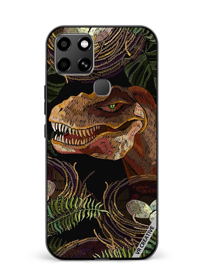 VR CREATIVE Protective Case Cover For Infinix Smart 6 Tyrannosaurus Rex Head, Palm Leaves And Eggs In Bird Nest Design Multicolour - Image 1