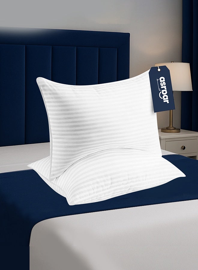 Asraar 2 Pieces | Hotel Quality Striped Microfiber Sleeping Pillow – Extra Soft – 1200g – 75×50 cm - Image 1