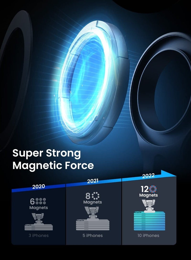 Captaintech Compatible for MagSafe Car Mount, Magnetic Phone Holder for Car 【Easily Install】 Hands Free iPhone Car Holder Mount Fit for iPhone 13 14 Pro Max Mini MagSafe Case, Silver - Image 5