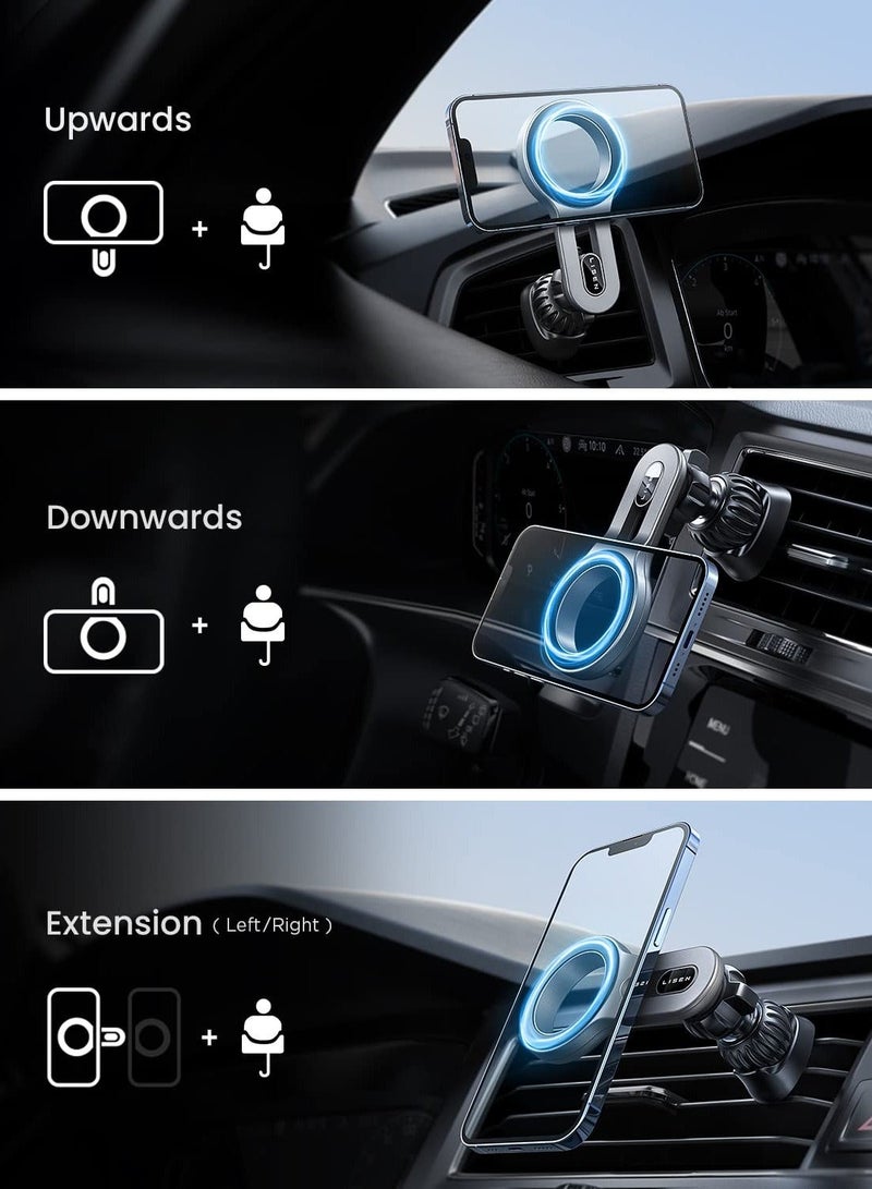 Captaintech Compatible for MagSafe Car Mount, Magnetic Phone Holder for Car 【Easily Install】 Hands Free iPhone Car Holder Mount Fit for iPhone 13 14 Pro Max Mini MagSafe Case, Silver - Image 2