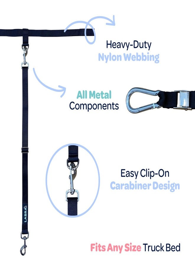 Labra Dog Heavy Duty Leash System for Truck Bed - Adjustable Dog Tether with Tie Down for Pickup Trucks - Secure Restraint - with Safety Lock for Car Travel - Double Teather - Image 3