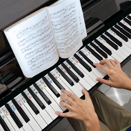 Azymi Piano Notes Guide for Beginners, Removable Keyboard Labels for 88/76/ 61/54/ 49/37 Keys Reusable Silicone Strips Black Larger Bold Letters for Kids - Image 5