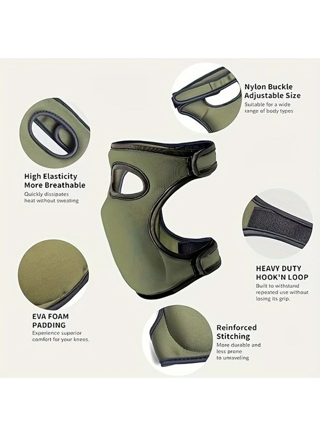 Green Knee Pads Pair Breathable Neoprene SBR for Running Fitness and Kneeling Work - Image 2