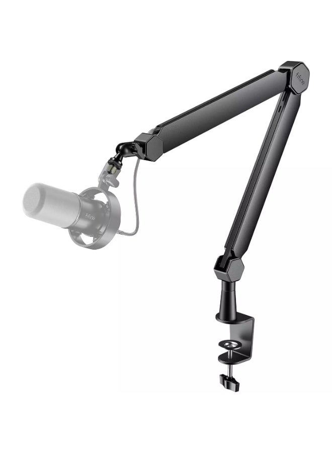 FIFINE BM66 Microphone Boom Arm Stand,  with Desk Clamp, Cable Channels, 3/8" to 5/8" Threads, Heavy Metal for Podcast, Vocal Recording, Gaming - Image 1