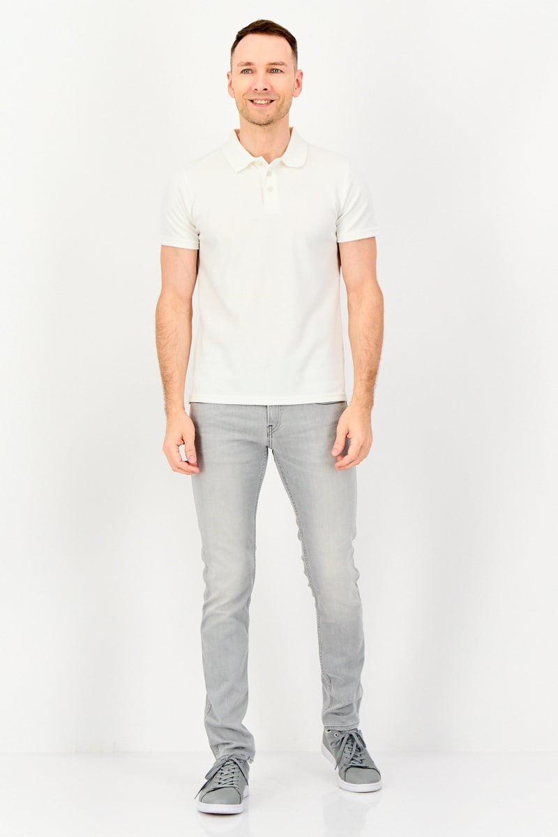 Algspar قميص بولو قصير الأكمام للرجال بياقة منتشرة، أبيض فاتح - Image 2