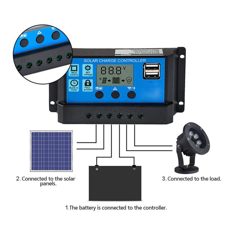 12V 24V Solar Panel Controller PWM Photovoltaic Regulator LCD Display MPPT Solar Charger 100A - Image 4
