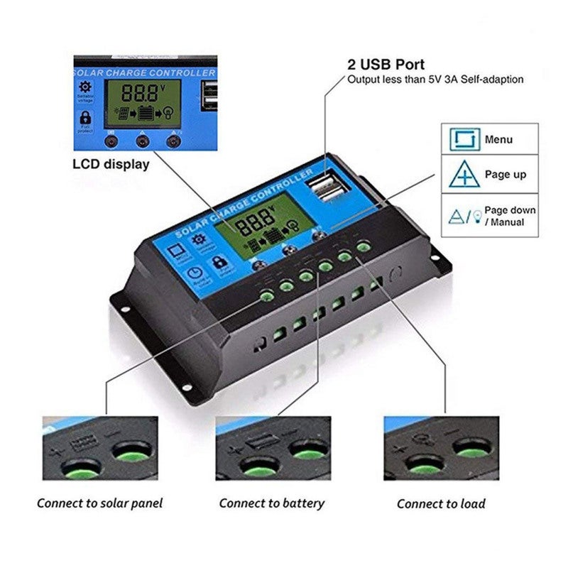 12V 24V Solar Panel Controller PWM Photovoltaic Regulator LCD Display MPPT Solar Charger 100A - Image 3