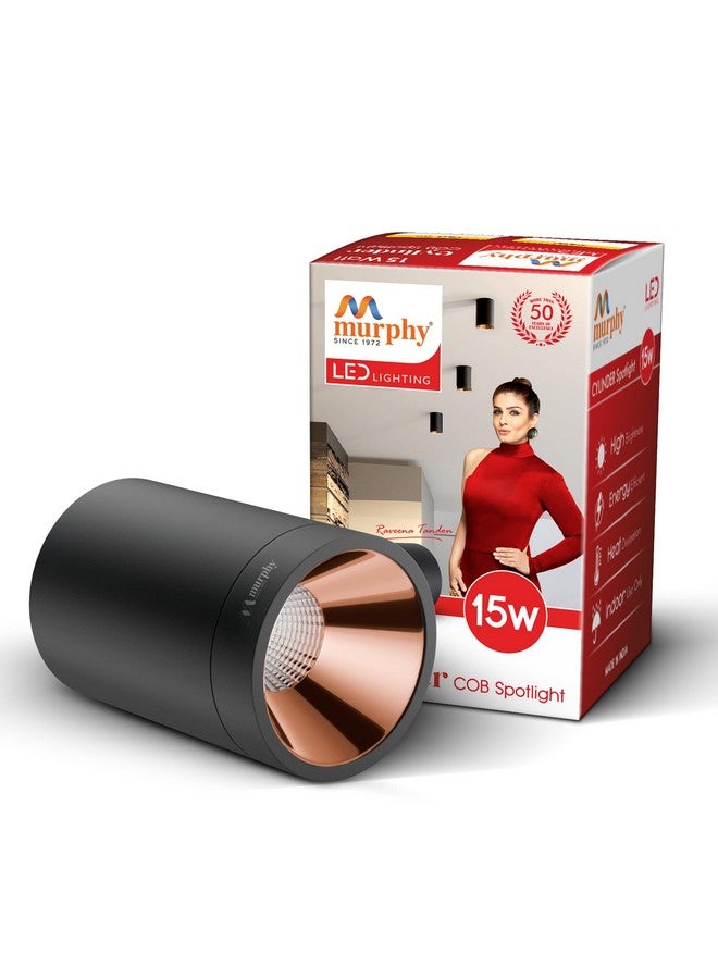 Murphy 15W Black Body Cylindrical Surface Mounted Spot Light Down Light (Warm White, Pack of 1)(Aluminium) - Image 1