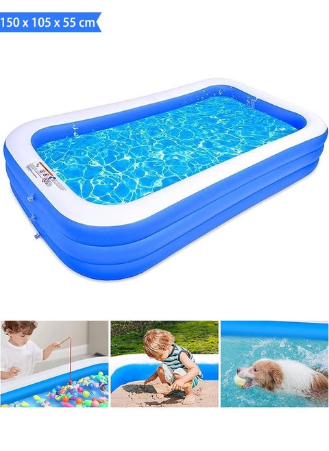 Inflatable Swimming Pool Thickened Full-Sized Above Ground Kiddie Inflatable Family Swimming Lounge Pool Outdoor Toys for Kids & Adults Blow up Pool for Backyard Patio (150 x 105 x 55 cm（L x W x H）)