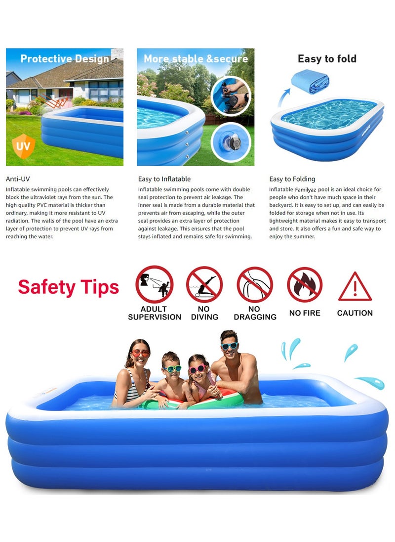 VUCATIN - Inflatable Swimming Pool Thickened Full-Sized Above Ground Kiddie Inflatable Family Swimming Lounge Pool Outdoor Toys for Kids & Adults Blow up Pool for Backyard Patio (150 x 105 x 55 cm（L x W x H）) - Image 1