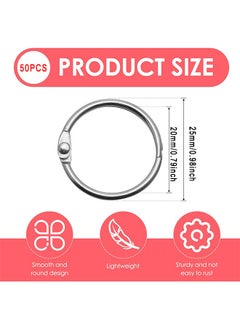 HS Binder Rings 0.8 Inch, 50 Pcs Book Rings, O Rings For Flashcards Loose, Metal Rings For Index Cards, Silver Loose Leaf Binder Rings For Paper, School, Home Or Office  - Image 2