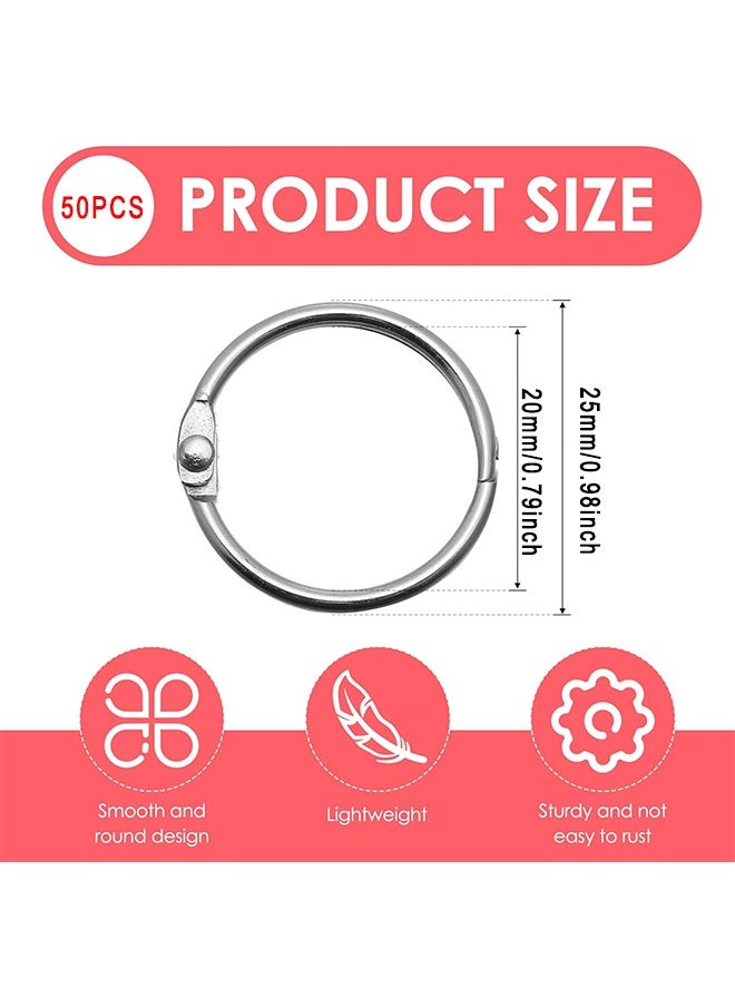 HS Binder Rings 0.8 Inch, 50 Pcs Book Rings, O Rings For Flashcards Loose, Metal Rings For Index Cards, Silver Loose Leaf Binder Rings For Paper, School, Home Or Office  - Image 2