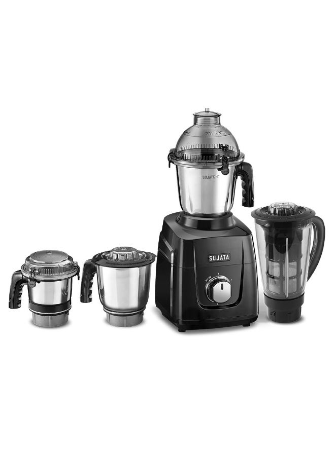 Sujata MG03 Mixer Grinder |1000 Watts Double Ball Bearing Motor|24000 RPM|Non-Stop 90 Mins Running|4 Jars including 1750ml Blender with Coconut Milk Extractor, 1500ml, 1000ml, 500ml Jar| Black - Image 1