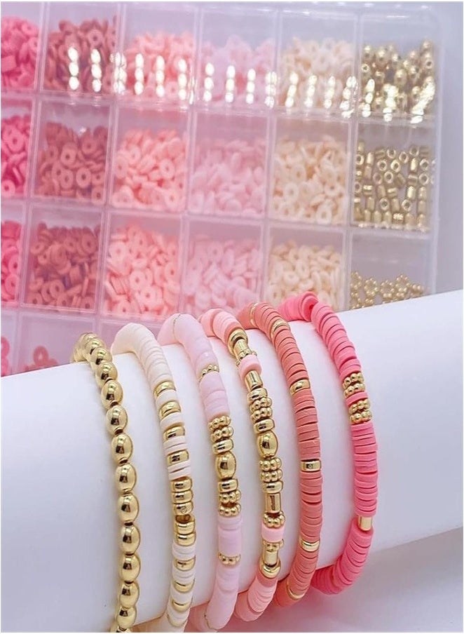 3000 Pcs Polymer Clay Beads Bracelet Making Kit – DIY Flat Round Heishi Beads with Gold Spacer Charms for Necklace, Bracelet, Earring, Phone Chain Craft Jewelry - Image 5