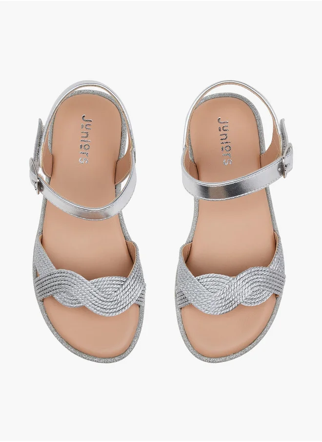 JUNIORS Girls Textured Open Toe Sandals with Hook and Loop Closure