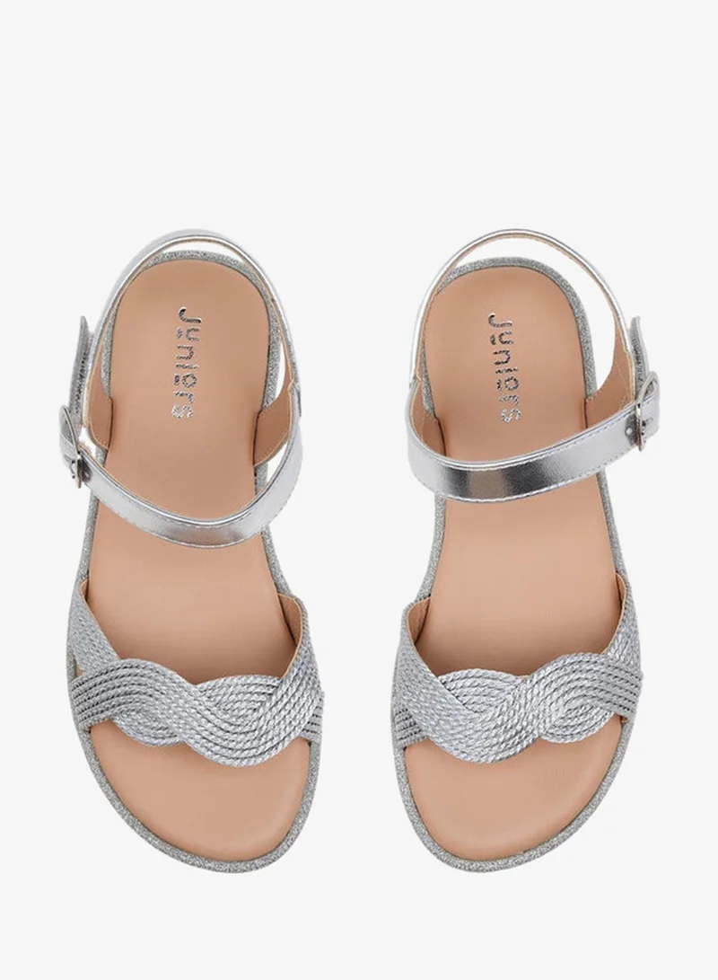 JUNIORS Girls Textured Open Toe Sandals with Hook and Loop Closure