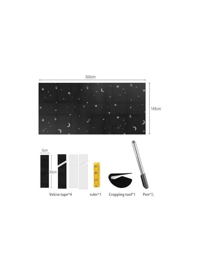 The Bros ستارة تعتيم 145 × 300 سم ستارة تعتيم لاصقة على النافذة مادة تعتيم قابلة للنقل ستائر نافذة ستارة تعتيم للمنزل المكتب حضانة غرفة النوم السيارة السفر - Image 2