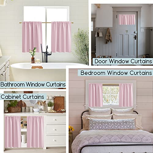PANELSBURG Kids Curtains for Teen Girls Room Bedroom,Light Pink Short 80% Blackout Small Curtains for Baby Nursery,24 Inch Length - Image 2