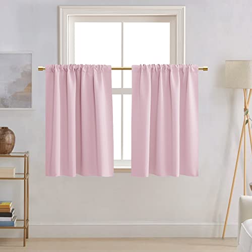 PANELSBURG Kids Curtains for Teen Girls Room Bedroom,Light Pink Short 80% Blackout Small Curtains for Baby Nursery,24 Inch Length - Image 5