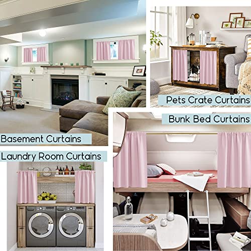 PANELSBURG Kids Curtains for Teen Girls Room Bedroom,Light Pink Short 80% Blackout Small Curtains for Baby Nursery,24 Inch Length - Image 3