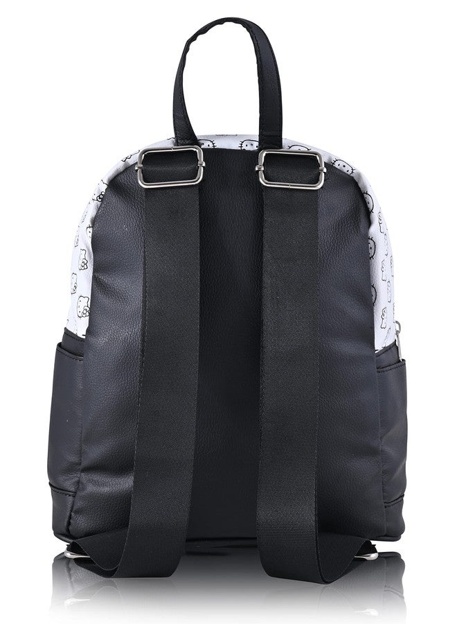 فاست فوروورد حقيبة ظهر صغيرة من هيلو كيتي للبالغين والمراهقين | حقيبة كتف نسائية من الجلد الصناعي بحزامين (أبيض) - Image 3