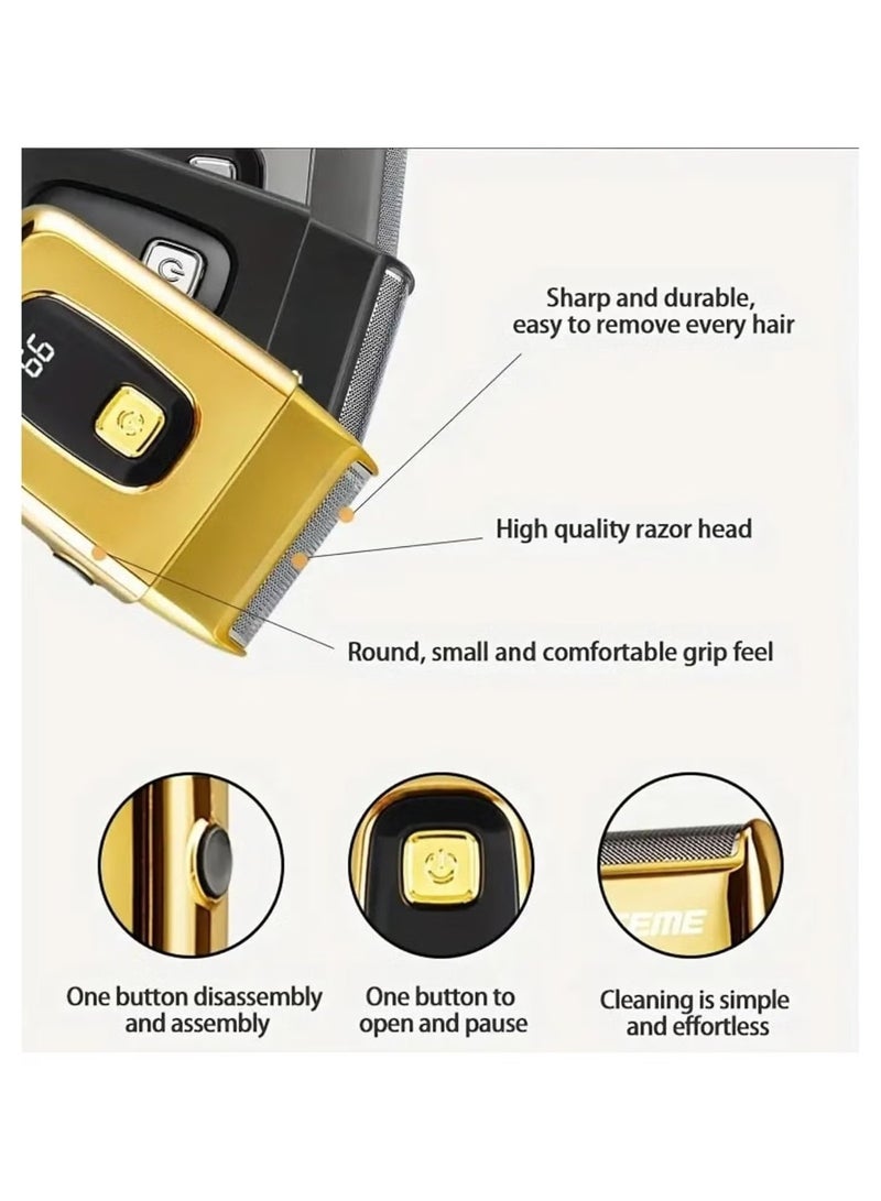 Daling Rechargeable Electric Shaver For Men Shaving Machine Portable & Travel Friendly Gold - Image 4