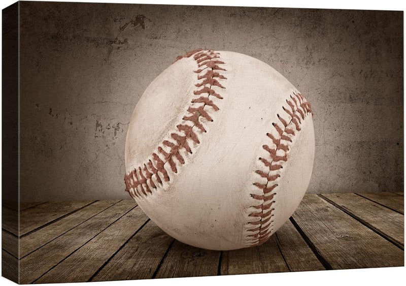 wall26 - Baseball Rustic Sport Panel - Canvas Art Wall Art - 16"x24" - Image 1