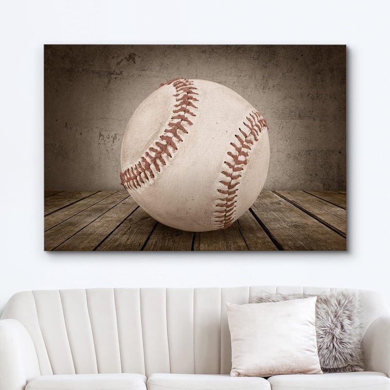 wall26 - Baseball Rustic Sport Panel - Canvas Art Wall Art - 16"x24" - Image 2