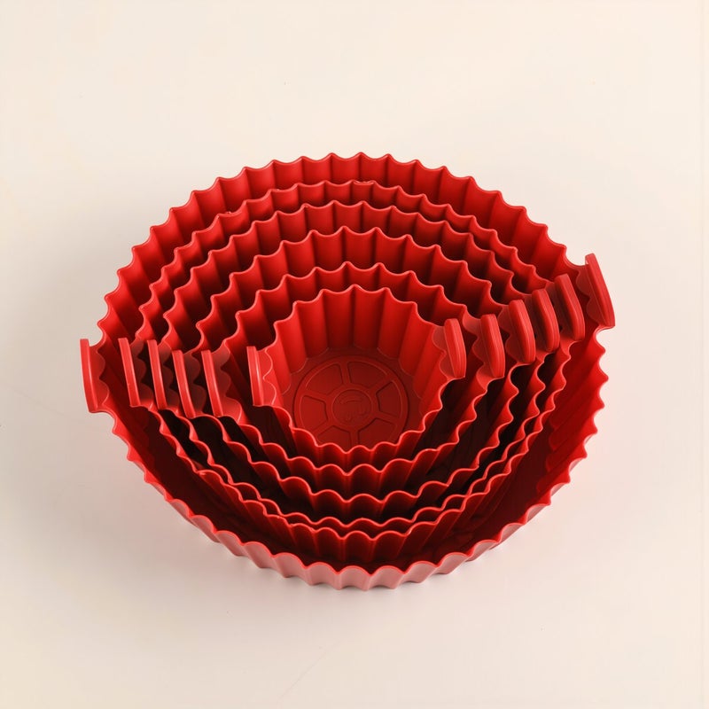 Silicone Air Fryer Liner 6 Pack Food Grade Heat Resistant Non Stick Red Kitchen Baking Tray - Image 5