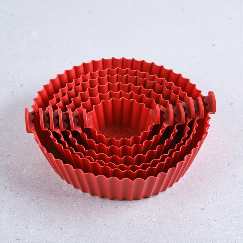 Silicone Air Fryer Liner 6 Pack Food Grade Heat Resistant Non Stick Red Kitchen Baking Tray - Image 4