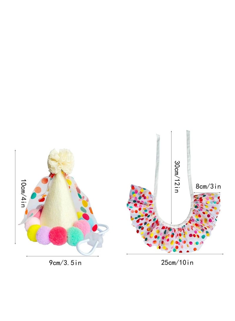 A.M Pet Birthday Party Decorations Set, Cute Lace Dog Bib Scarf and Birthday Hat, Puppycat Birthday Bandana Scarf and Party Hat, Cat Dog Princess Costumes - Image 4