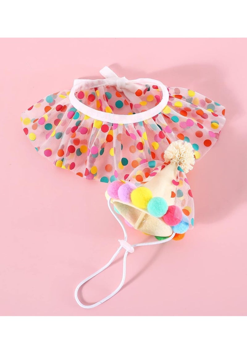 A.M Pet Birthday Party Decorations Set, Cute Lace Dog Bib Scarf and Birthday Hat, Puppycat Birthday Bandana Scarf and Party Hat, Cat Dog Princess Costumes - Image 5