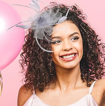 Lurrose Lurrose Mini Fascinator Hair Clips with Feather Flower Feather Barrettes Hair Snap Hair Pins for Women  - Image 2