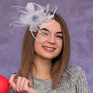Lurrose Lurrose Mini Fascinator Hair Clips with Feather Flower Feather Barrettes Hair Snap Hair Pins for Women  - Image 3