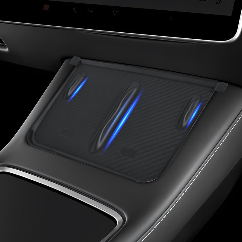 frani Center Console Silicone MatBlack Carbon Fiber Texture Designed for Tesla Model 3Y 20212025Tesla Center Console Cover Accessories for Model 3YNot for Model 3 Highland 20242025 - Image 2