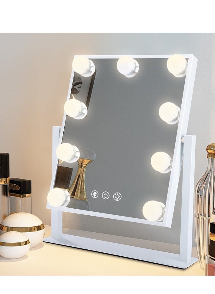 Loquat Makeup Mirror with Lights Hollywood Vanity Mirror with 3 Colors Lighting Modes, Touch Control, 360°Ratation, Dimmable 9 LED Bulbs Lighted Makeup Mirror for Dressing Room  Bedroom for Dressing Room  Bedroom - Image 1