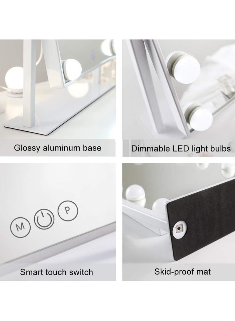 Loquat Makeup Mirror with Lights Hollywood Vanity Mirror with 3 Colors Lighting Modes, Touch Control, 360°Ratation, Dimmable 9 LED Bulbs Lighted Makeup Mirror for Dressing Room  Bedroom for Dressing Room  Bedroom - Image 4