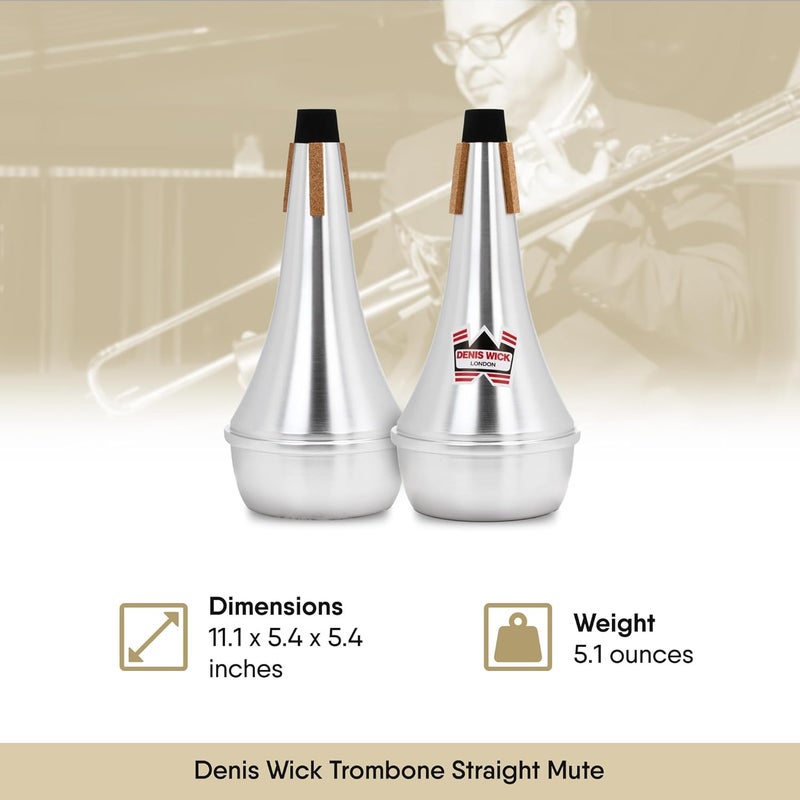 Denis Wick Straight Mute for Trombone, 5505 - Hand-Spun Aluminum Mute with Natural Cork - Brilliant Tone, Reliable Intonation & Tight-Bell Fit for Practice or Performance - 11.1 x 5.4 x 5.4in, 5.15 oz - Image 2