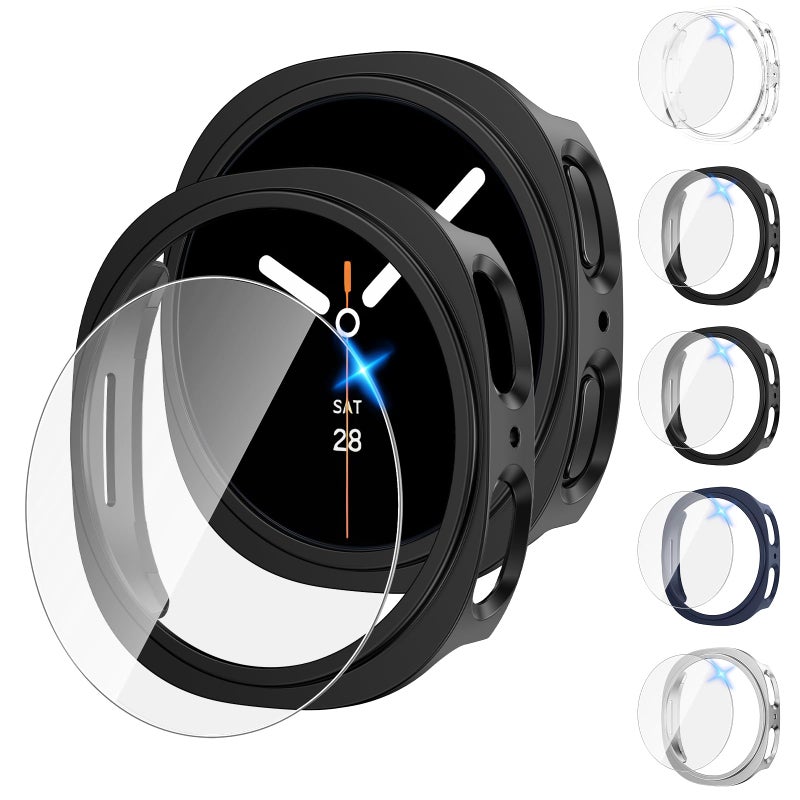 Tensea Multipack for Samsung Galaxy Watch 8 Screen Protector Case 44mm Accessories, Hard PC Bumper/HD Anti-Fog Tempered Glass Protective Film, Face Cover Set, Galaxy Watch 8 Case for Women Men - Image 1