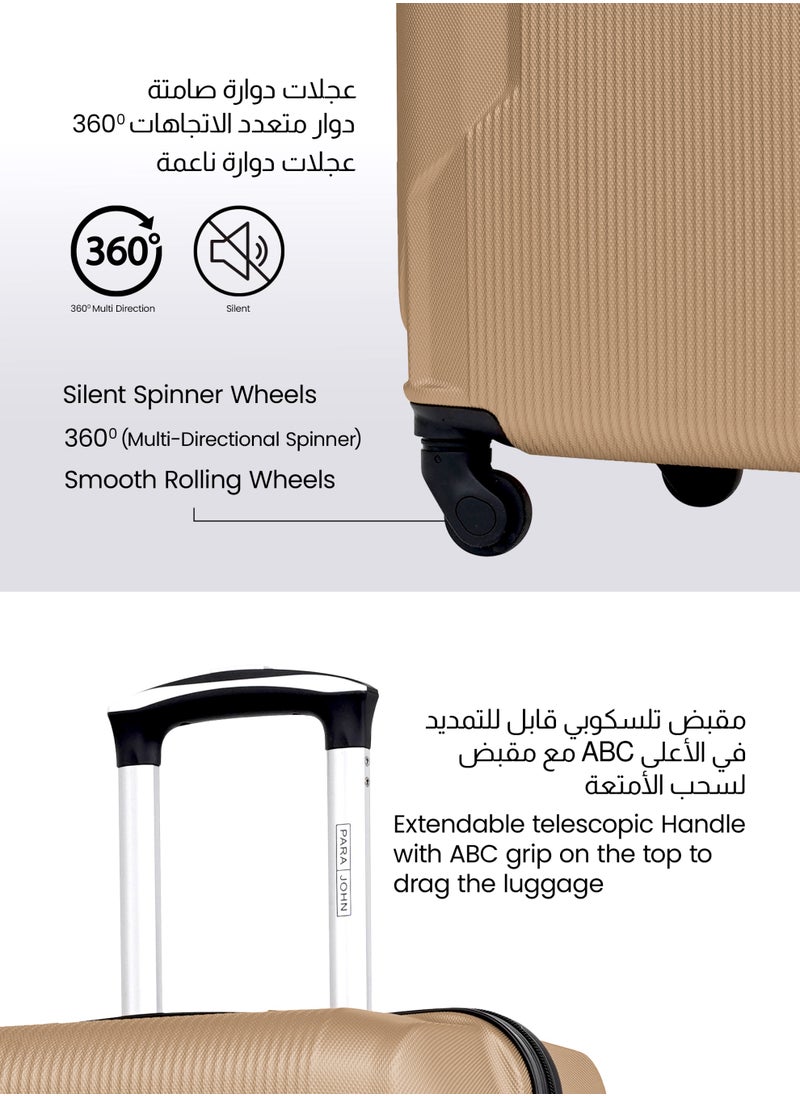 PARAJOHN Sparkle ABS Hardside Spinner Checked In Large Luggage Trolley 28 Inch Champagne  - Image 3