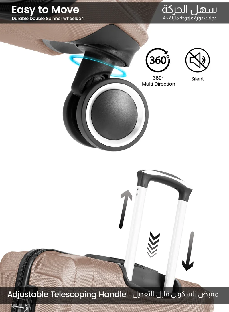 PARAJOHN Large Size Lightweigh ABS Hardside Spinner Luggage Trolley -28 Inch | Carrying 30KG 4-Wheel Hardshell Suitcase-Champagne