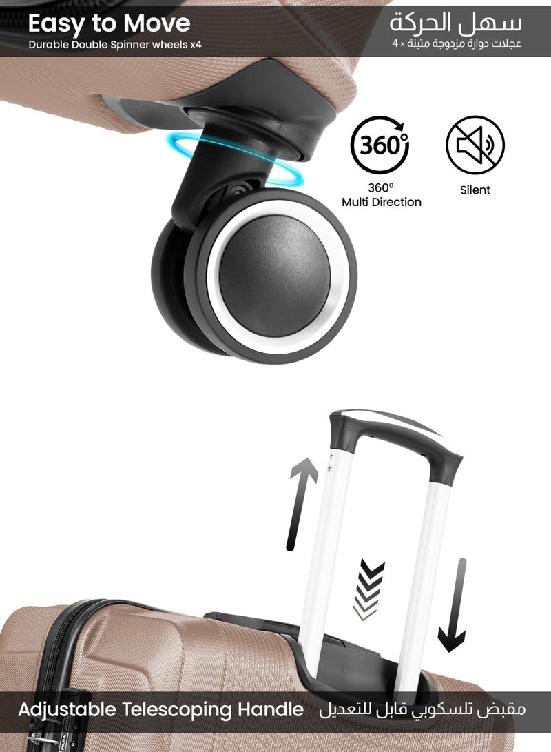 PARAJOHN تم فحص سبينر ABS الصلب اللامع في عربة أمتعة كبيرة مقاس 28 بوصة بلون الشمبانيا - Image 2