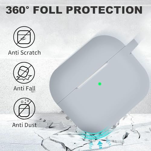 Meyaar for Apple AirPods 4 ​​​​​​​Case Cover with Keychain, Soft Skin Silicone Case Cover, Full Protective Case Cover Compatible with Apple AirPods 4 Case 2024 (Grey) - Image 5