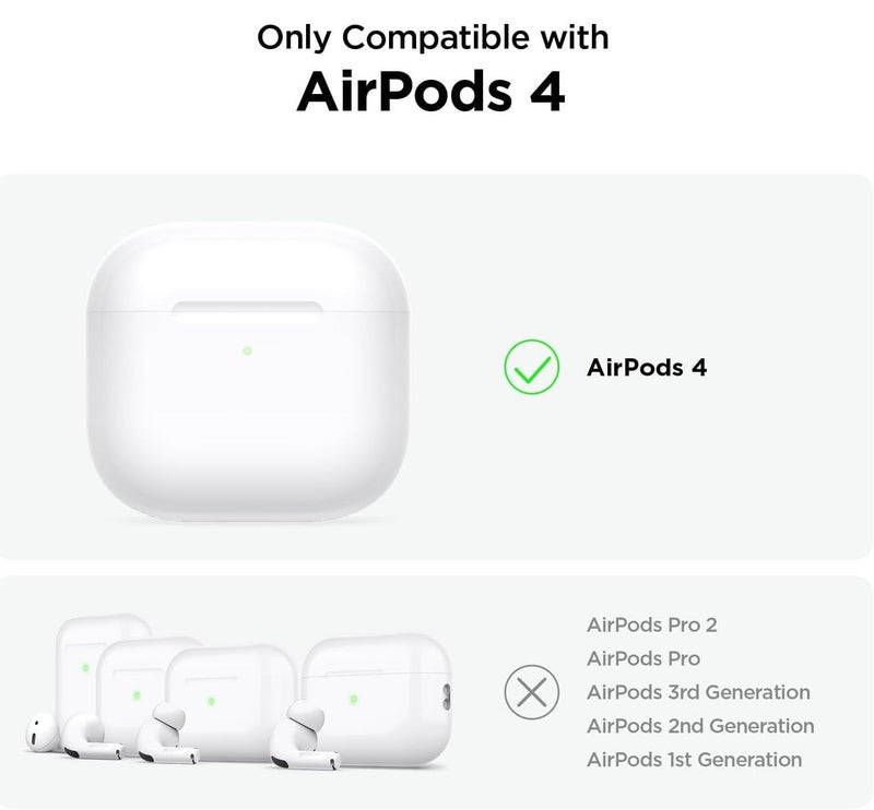 Meyaar for Apple AirPods 4 ​​​​​​​Case Cover with Keychain, Soft Skin Silicone Case Cover, Full Protective Case Cover Compatible with Apple AirPods 4 Case 2024 (Grey) - Image 2